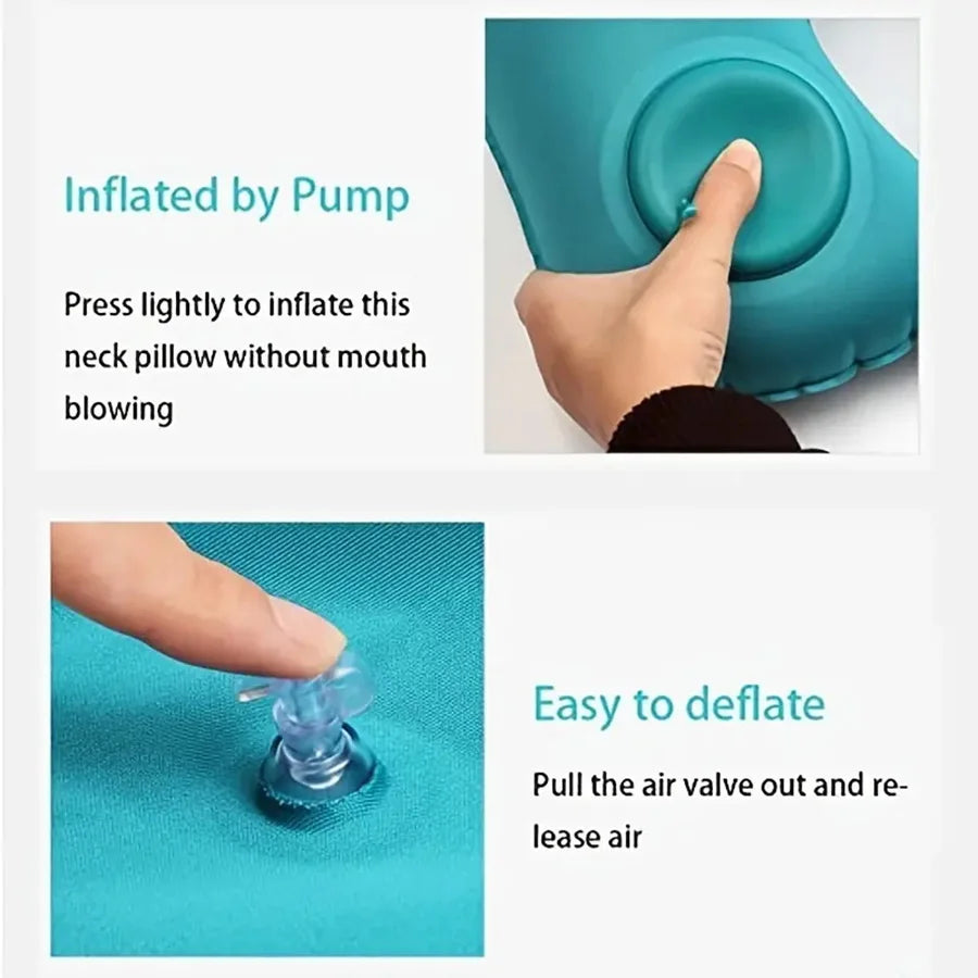Flocking Inflatable Portable Neck Pillow That Can Be Stored And Self Filled Suitable For Outdoor Travel Business Trips camping