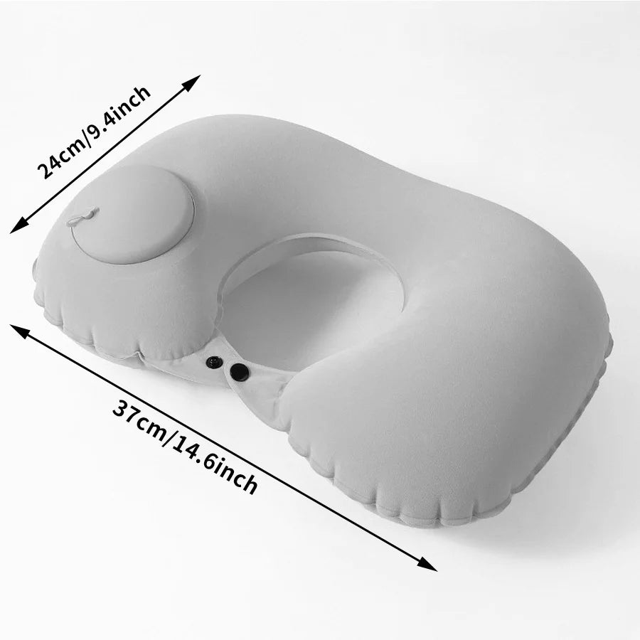 Flocking Inflatable Portable Neck Pillow That Can Be Stored And Self Filled Suitable For Outdoor Travel Business Trips camping