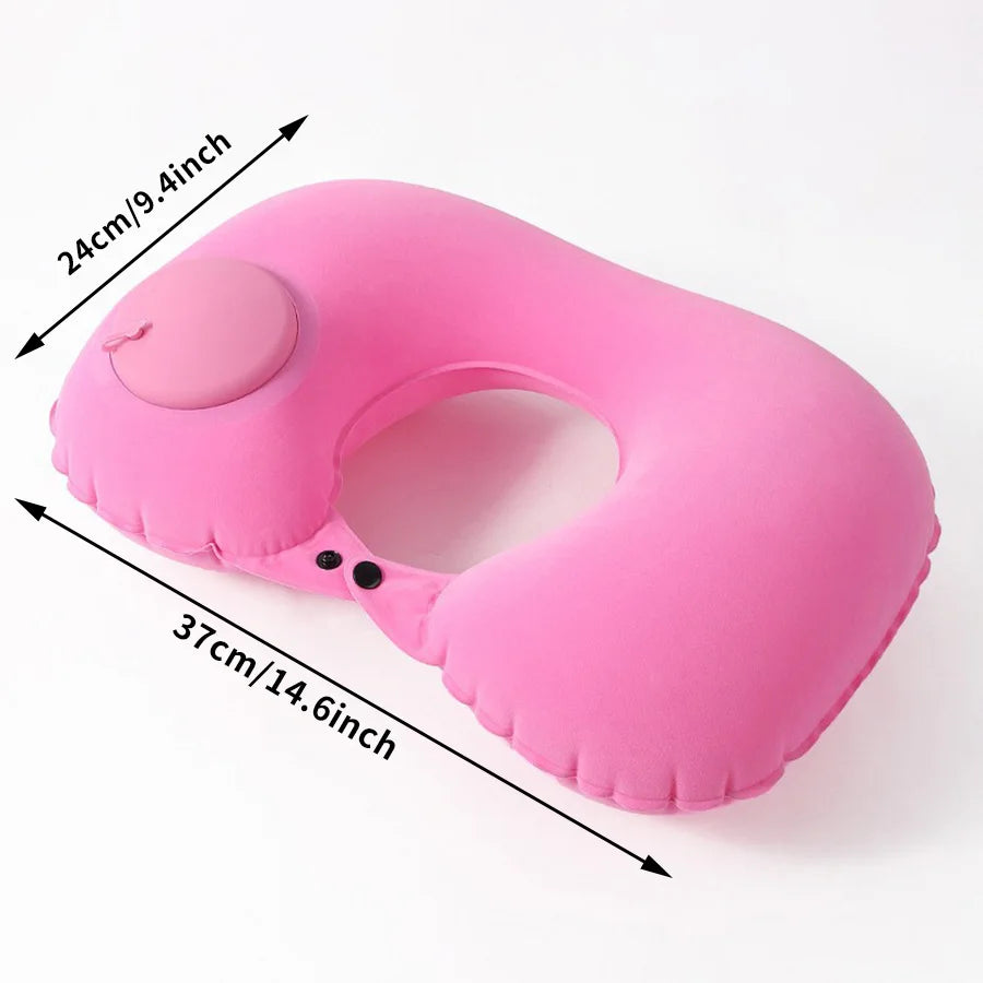 Flocking Inflatable Portable Neck Pillow That Can Be Stored And Self Filled Suitable For Outdoor Travel Business Trips camping