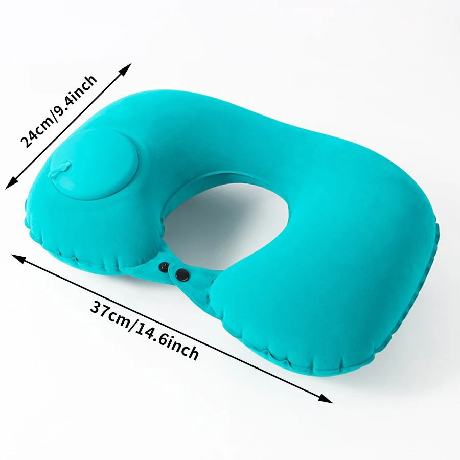 Flocking Inflatable Portable Neck Pillow That Can Be Stored And Self Filled Suitable For Outdoor Travel Business Trips camping